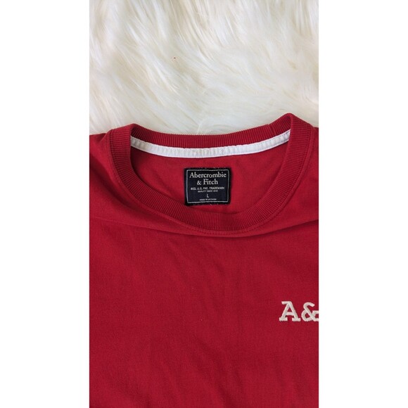 Abercrombie & Fitch Men’s Long Sleeve Red Muscle Fit Y2K Shirt Size Large - Picture 3 of 11